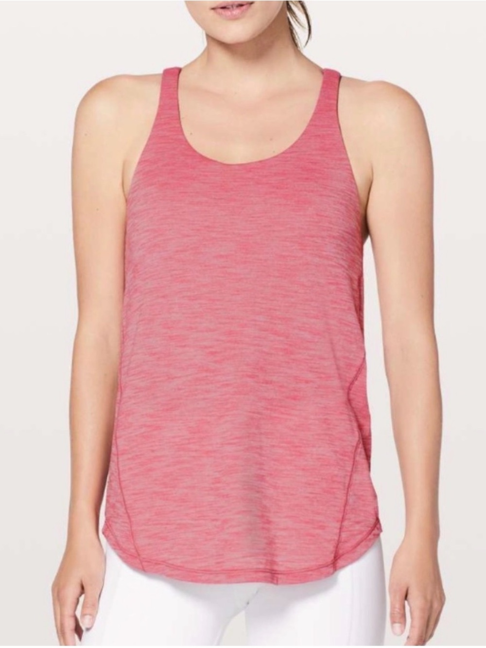 Lululemon Moment to Movement Pink Heather Racerback Tank Top Built In Bra
